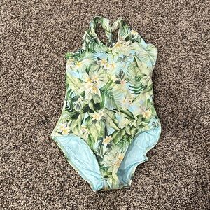 Tommy Bahama Light Green and Blue Tropical Floral One-Piece